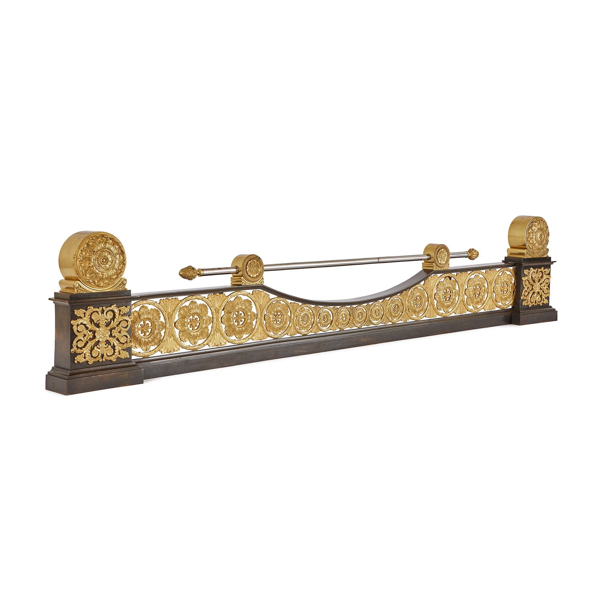 Restauration Period Gilt And Patinated Bronze Fireplace Fender