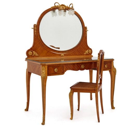 Antique dressing table with chair retailed by Au Gros Chêne
