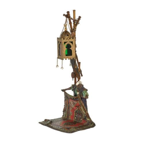 Viennese cold-painted bronze Orientalist lamp by Bergman