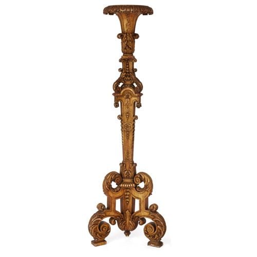 Large Louis XVI style carved giltwood torchère
