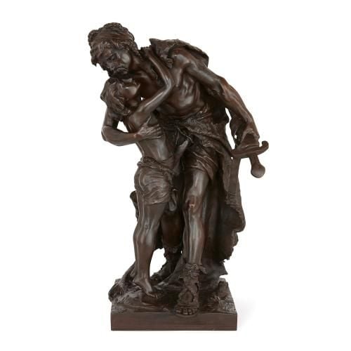 Antique patinated bronze figural group by Henri Plé