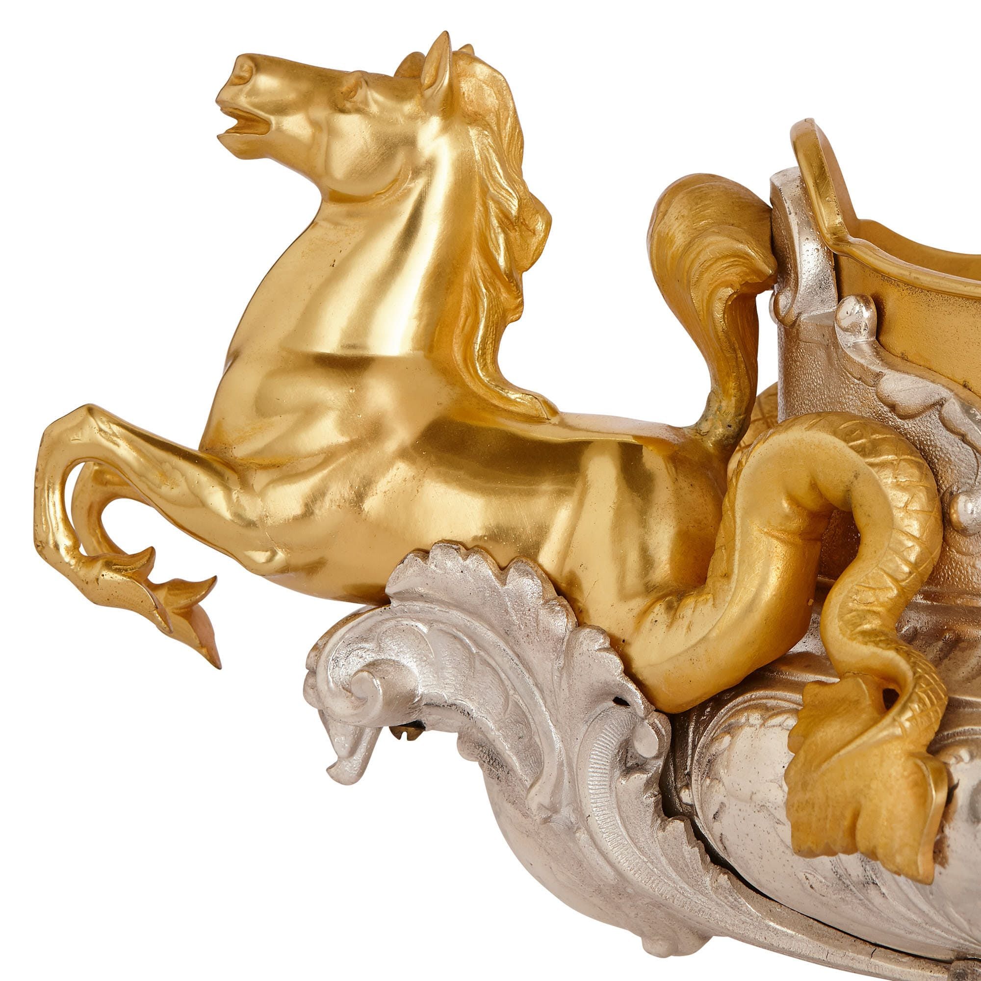 Antique Louis XV style silvered and gilt bronze jardinière