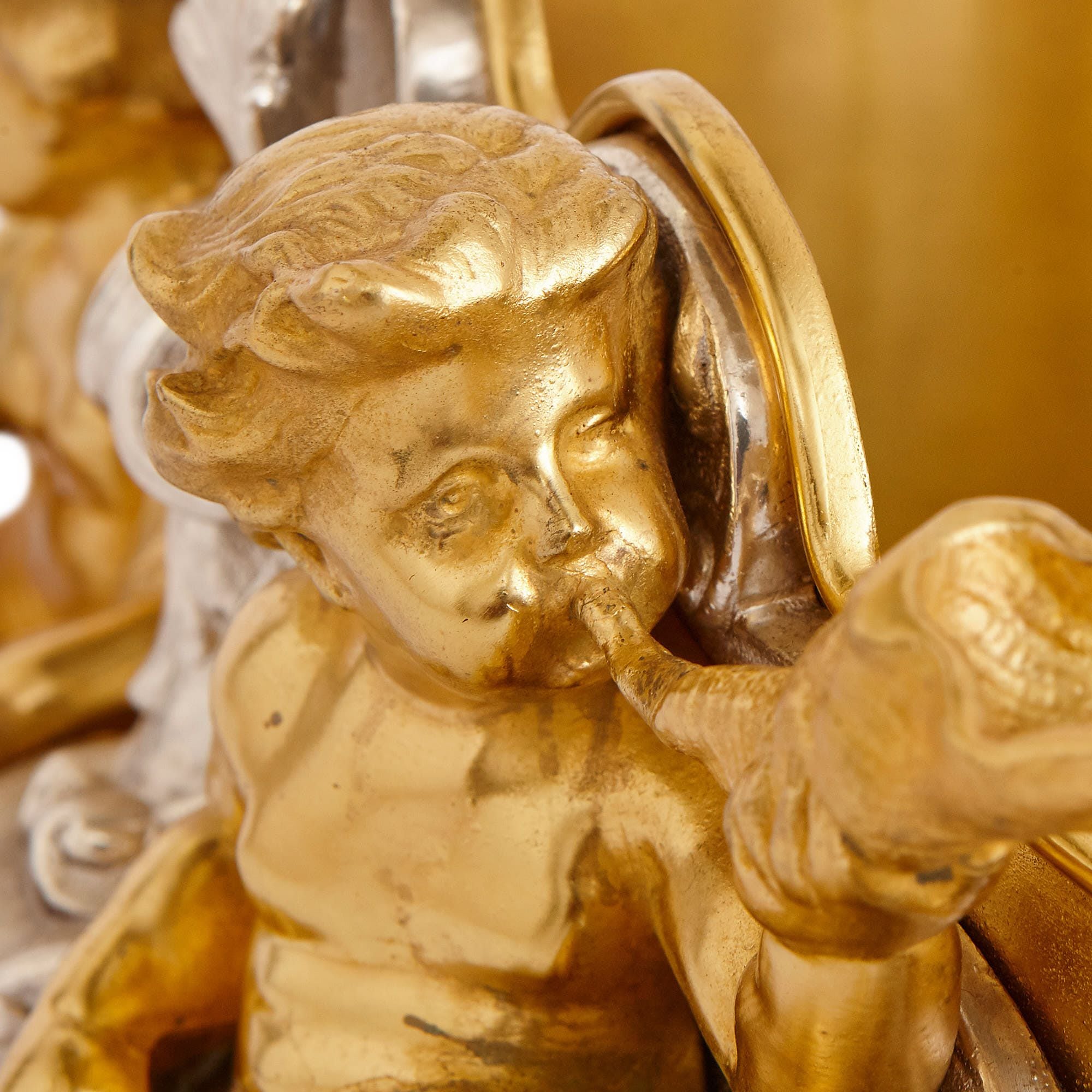 Antique Louis XV style silvered and gilt bronze jardinière