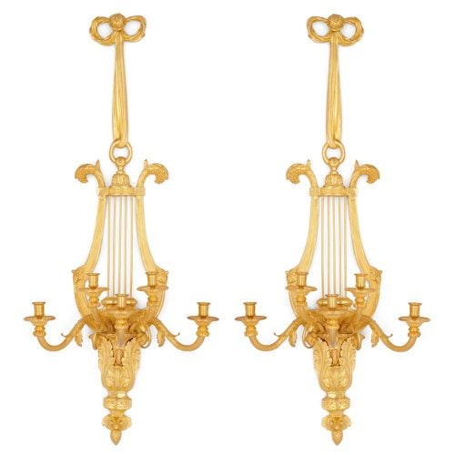 Pair of Neoclassical style ormolu wall lights