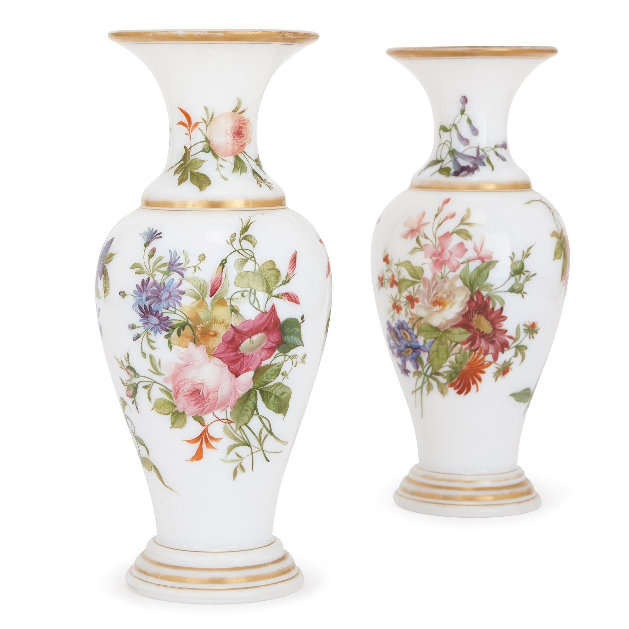 Pair of antique French opaline glass vases Mayfair Gallery