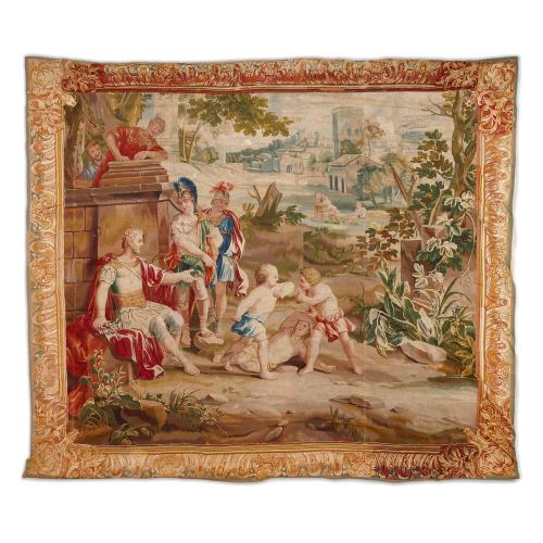 Rare 18th century ‘La Lutte d’Eumenes’ tapestry by Leyniers 
