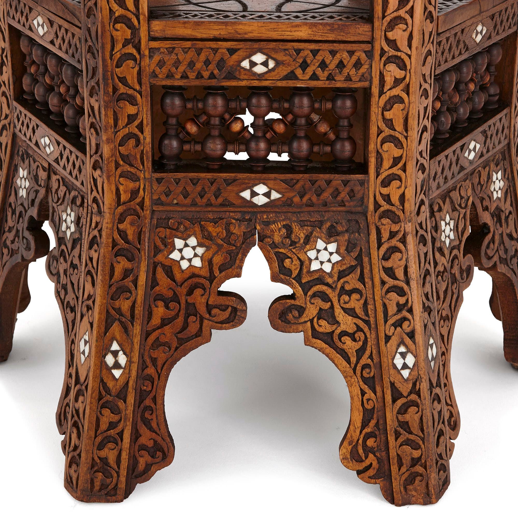 Moorish mother-of-pearl inlaid hardwood side table | Mayfair Gallery