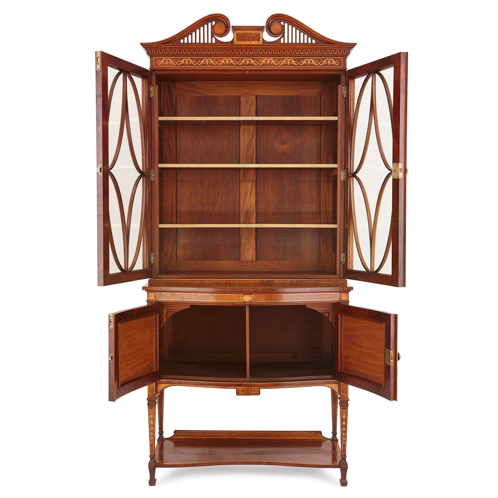 Antique Victorian marquetry and mahogany display Mayfair Gallery