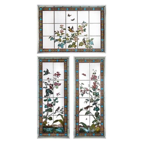 Antique stained glass window set by Glasmalerei Geyling