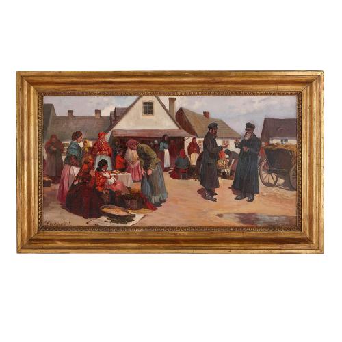 'Market Day in Galicia', oil painting by Stanislaw Maslowski