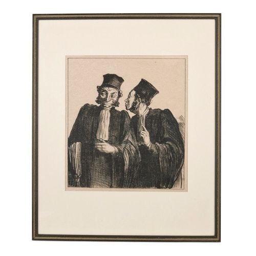 Lithograph of two lawyers from 'Parisian sketches' by Daumier