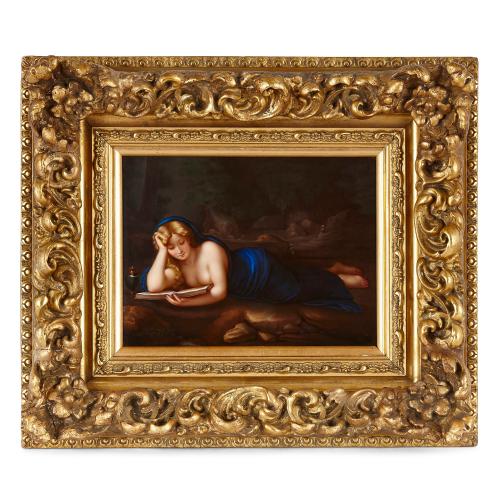 Meissen porcelain antique plaque of The Penitent Magdalene