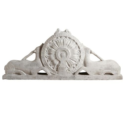 Indian carved marble sculptural tympanum