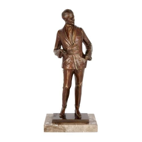 An Austrian patinated bronze Art Deco male figure by Bruno Zach