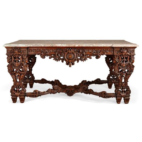 Régence style antique mahogany centre table with marble top