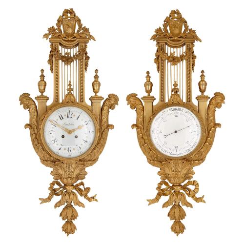Antique ormolu clock and barometer by Henry Dasson