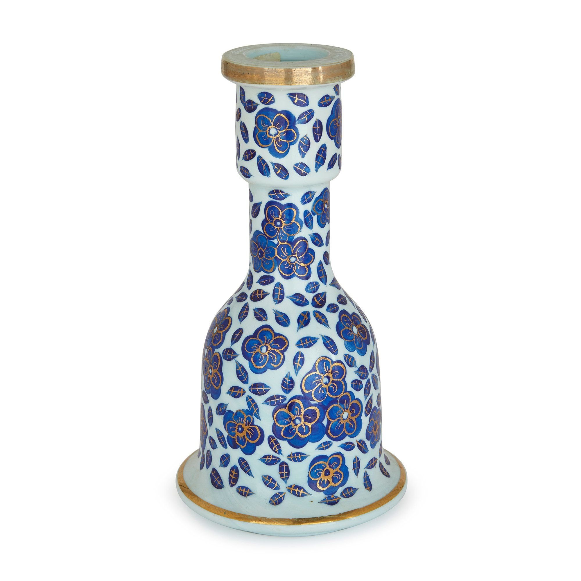 Antique Bohemian floral decorated glass vase Mayfair Gallery