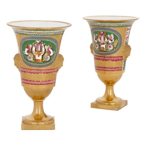 Pair of Empire period porcelain vases by Dihl et Guérhard