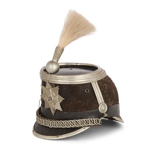 Antique Swiss leather and felt Shako helmet