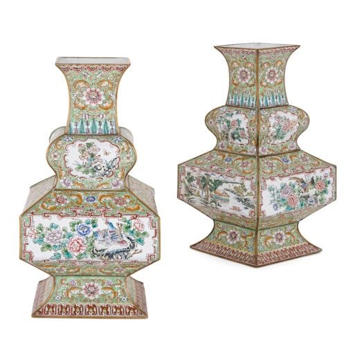 Pair of Chinese Qing dynasty cloisonné enamel vases