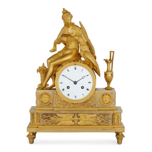 Antique Empire period French ormolu mantel clock