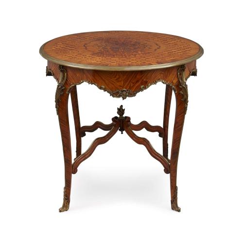 Louis XV style ormolu and parquetry circular centre table