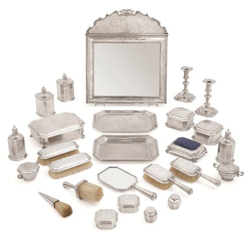 Edward VII and George V period silver dressing toilet set