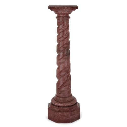 Italian antique simulated porphyry scagliola pedestal