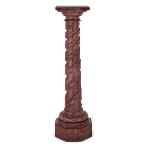 Italian antique simulated porphyry scagliola pedestal