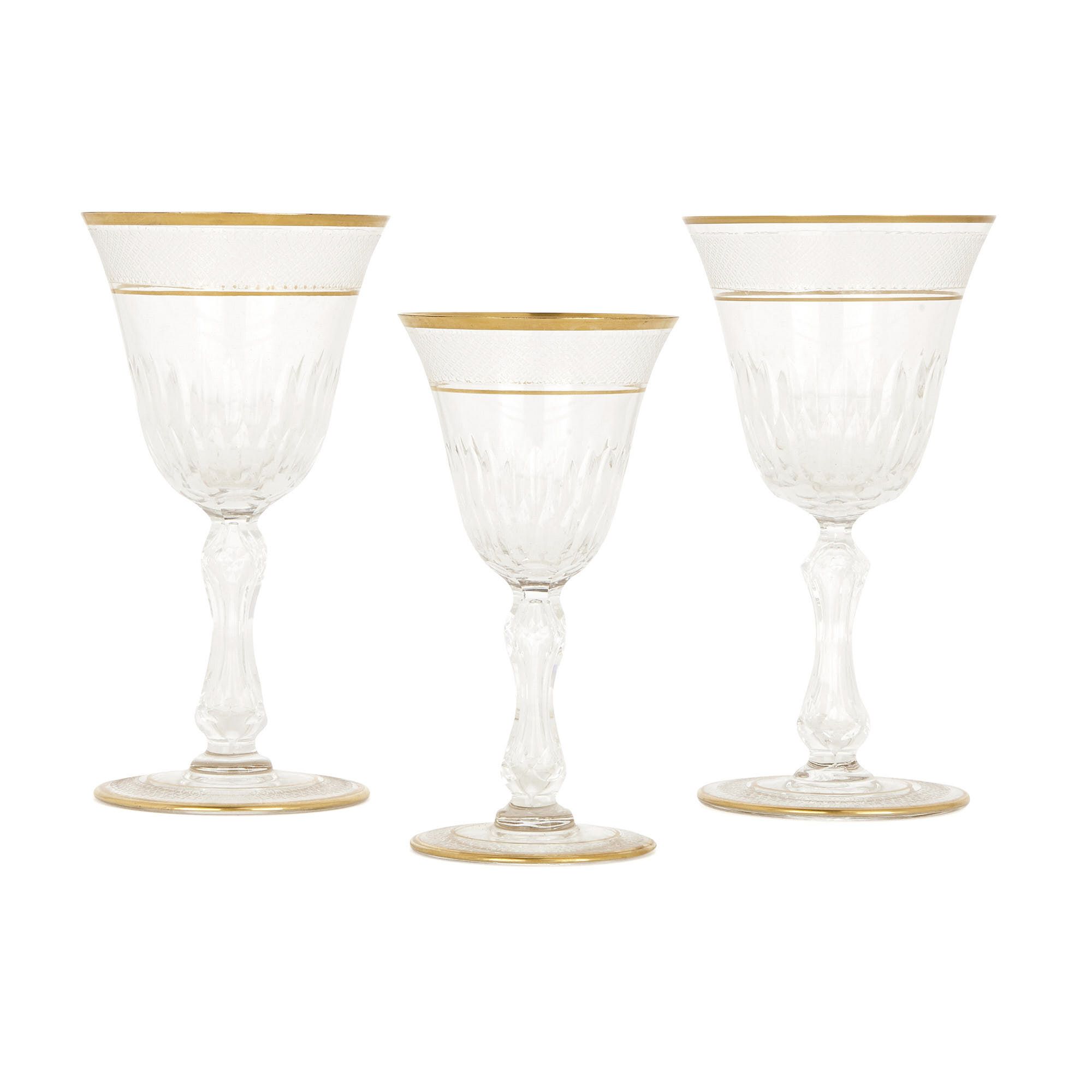 Set of French 19th Century Cut Crystal Champagne Flutes - Fireside Antiques