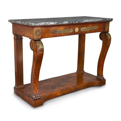 Antique ormolu mounted mahogany Empire period console table