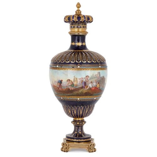 Napoleon III period Sèvres style porcelain and ormolu vase
