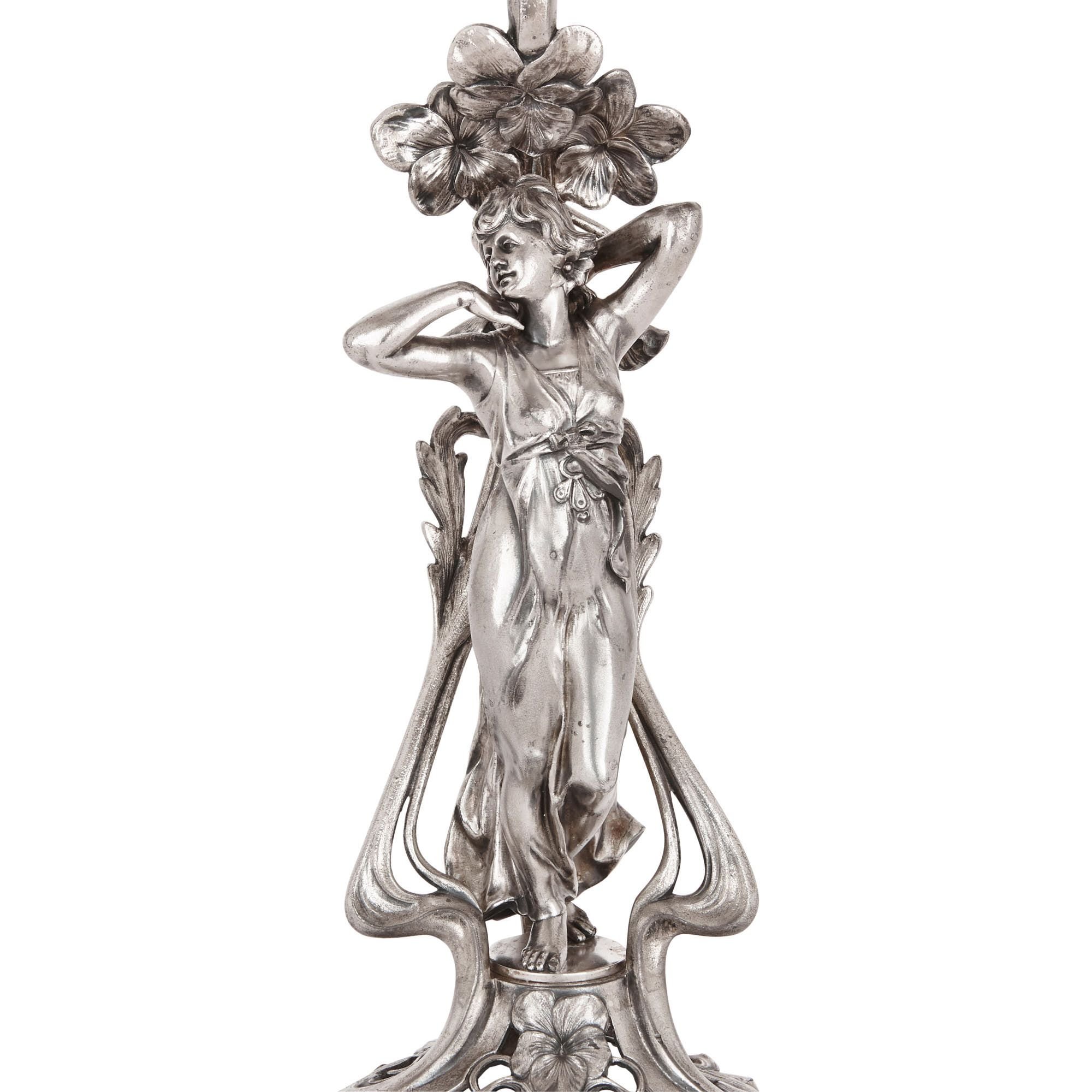 Art Nouveau silvered metal and glass centrepiece by WMF ...
