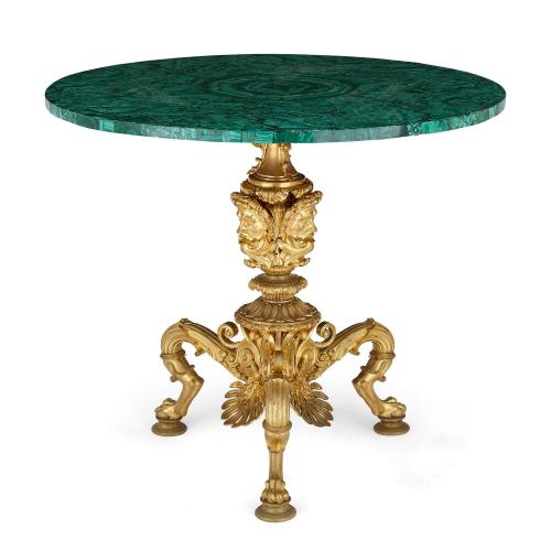 Russian Nicholas I period ormolu and malachite guéridon