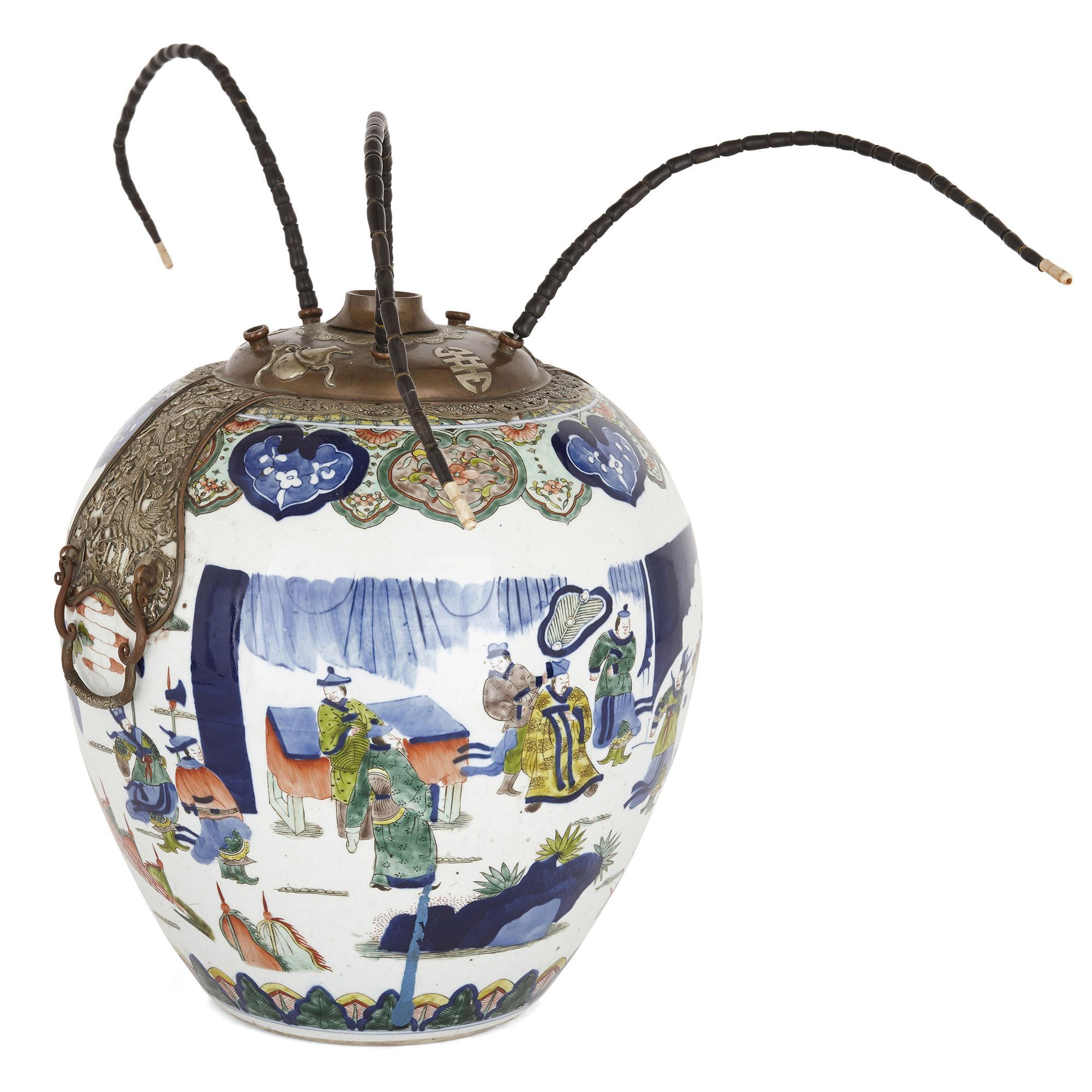 Chinese porcelain opium vase in the 17th Century Wucai style