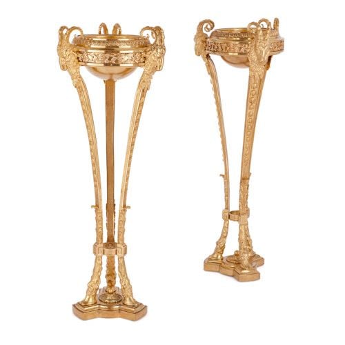 Large pair of antique Louis XVI style ormolu athèniennes