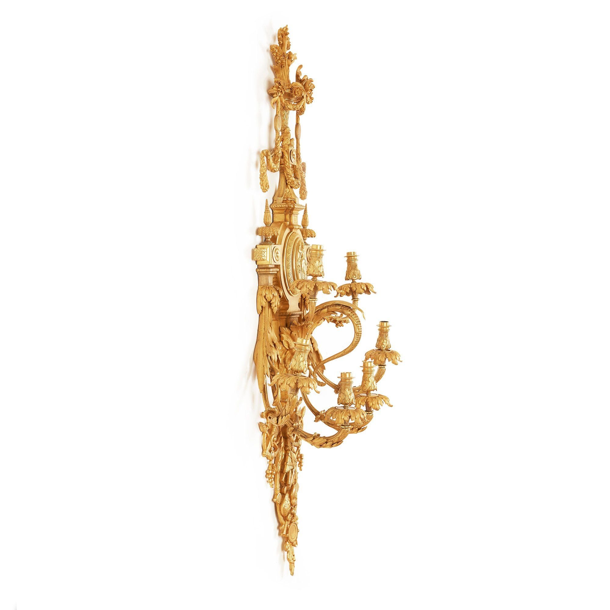 Very large pair of ormolu French antique wall lights | Mayfair Gallery