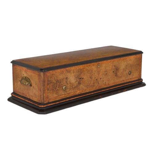 Antique Swiss parquetry wood music box by Nicole Frères