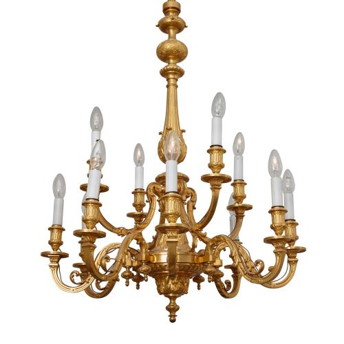 Louis XIV style gilt bronze chandelier by Ferdinand Barbedienne