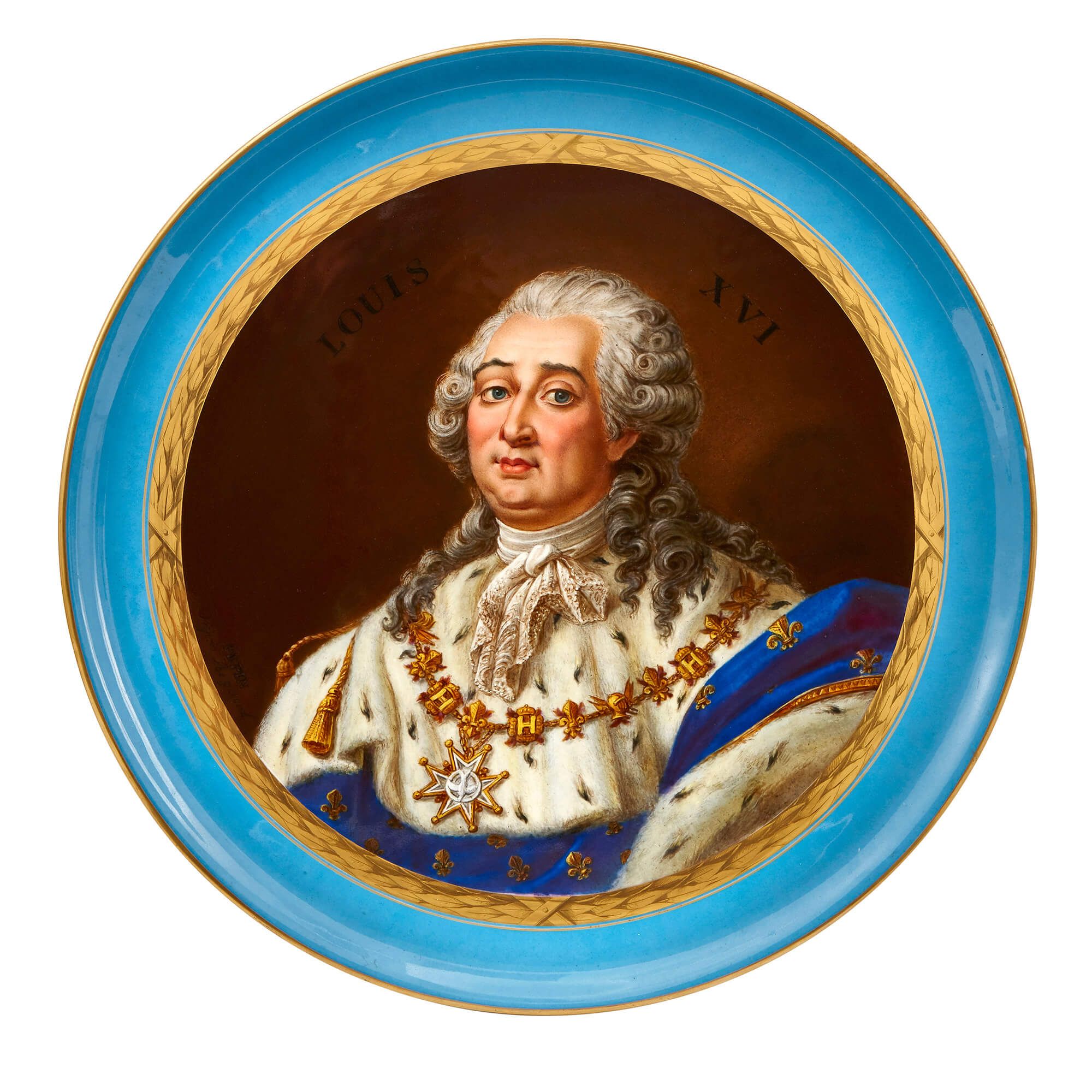 SÈVRES　セーヴル　キャビネットプレート　肖像画　アンティーク French Sevres style porcelain plate with portrait of Louis