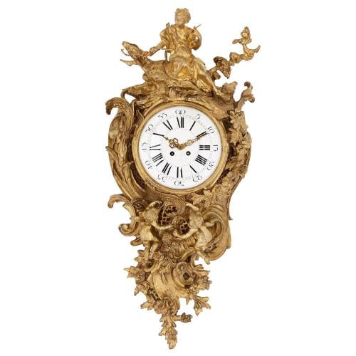 Louis XVI style antique French ormolu cartel clock