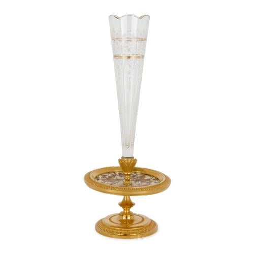 Ivory and ormolu antique glass vase by Giroux and Duvinage