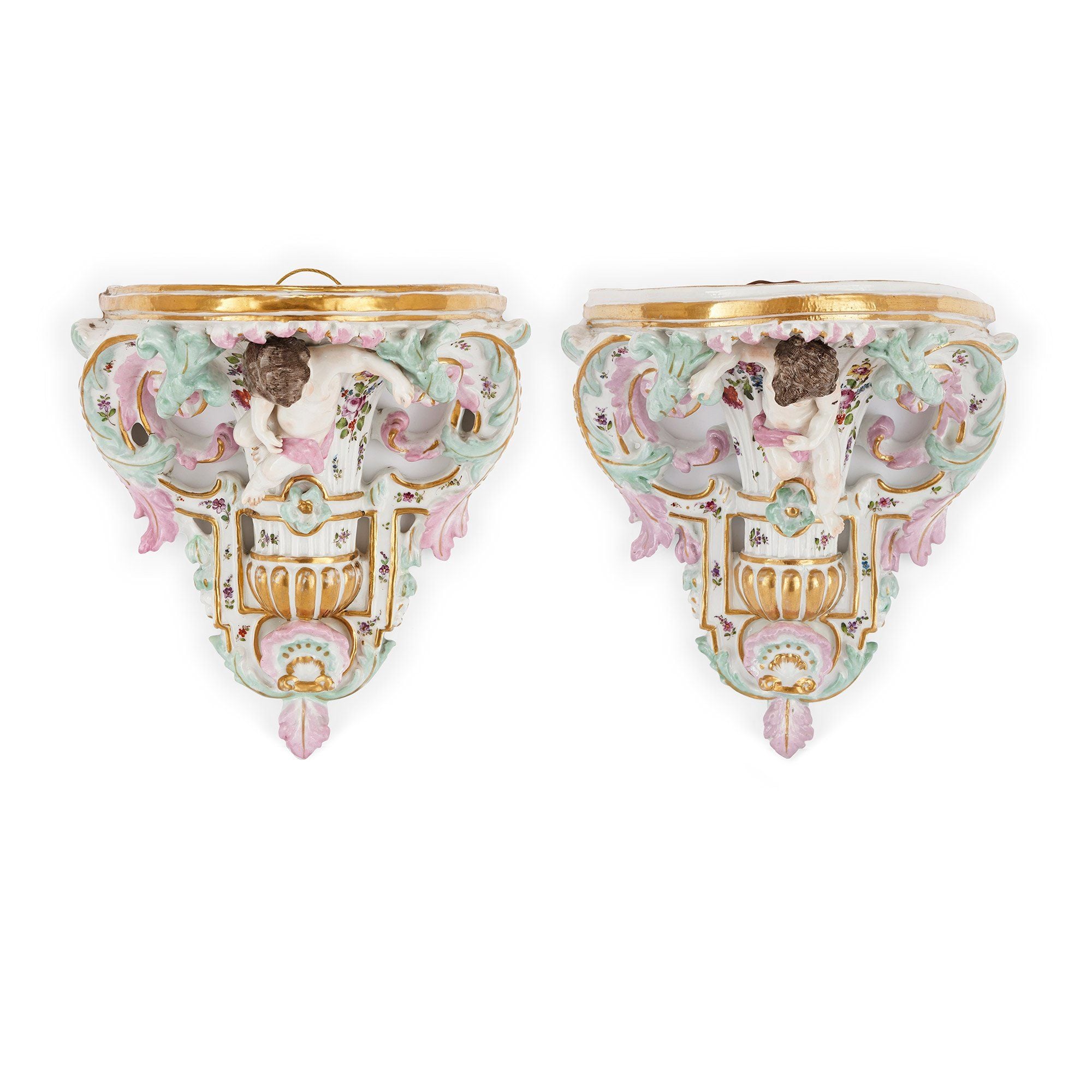 Pair of antique porcelain wall brackets by Samson et Cie Mayfair Gallery
