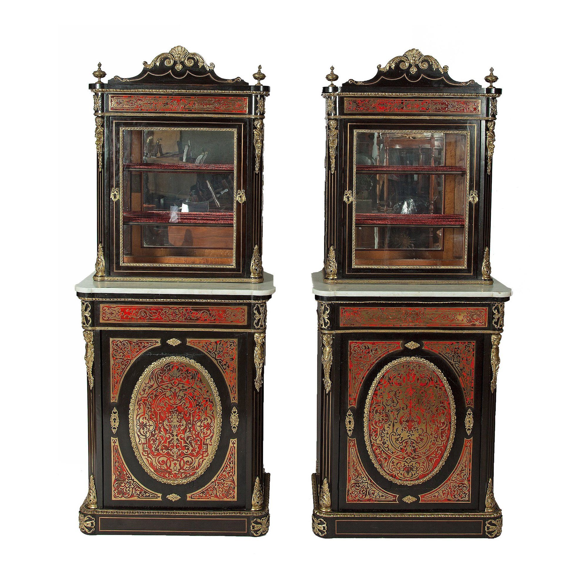 French marble topped ormolu mounted vitrine display 