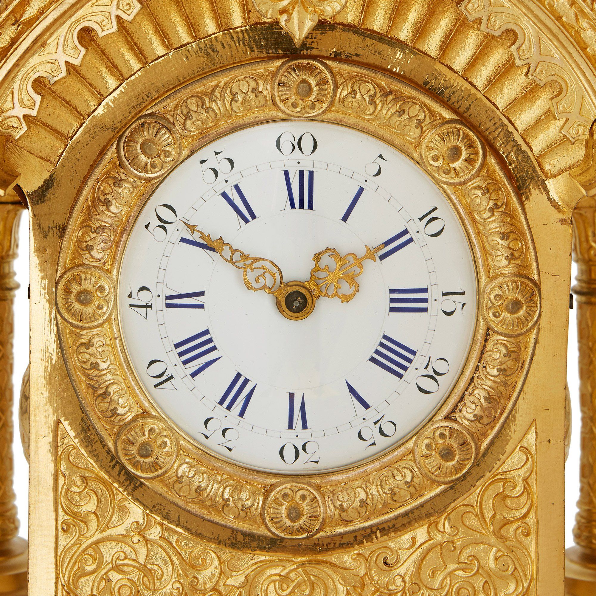 Porcelain Mounted Ormolu Double Sided Centre Table Clock