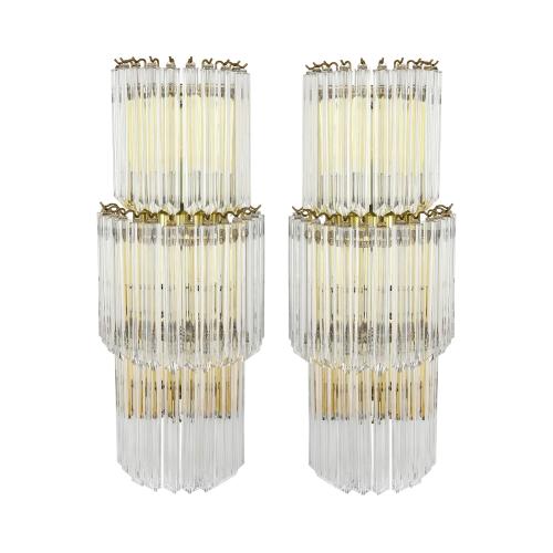 Pair of large mid-century Murano glass wall lights by Camer