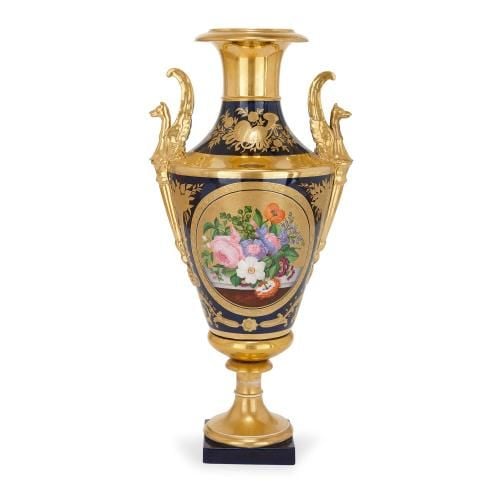 Empire period Paris porcelain antique painted vase