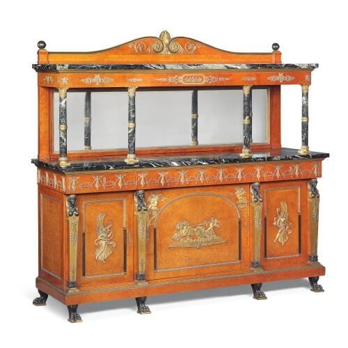 Very large Empire style sideboard buffet cabinet by Krieger
