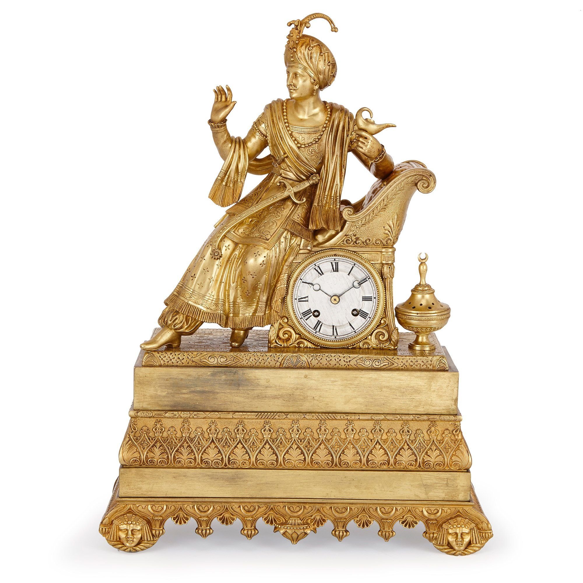 Antique Orientalist Style French Gilt Bronze Mantel Clock Antique Orientalist Style French Gilt