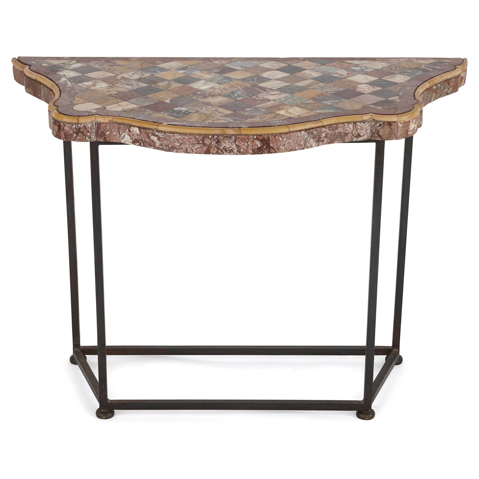 Iron console table on sale with marble top
